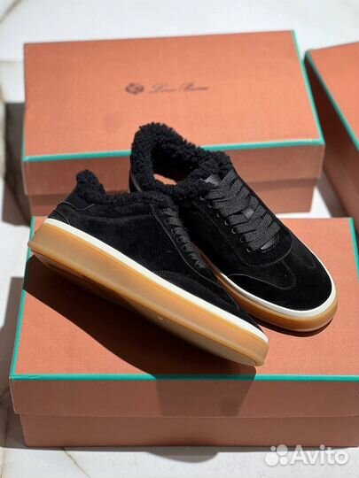 Кеды Loro Piana черные с мехом