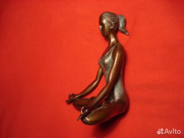 Медитация США Асана Йога Бронза Редкая Арт 1946г