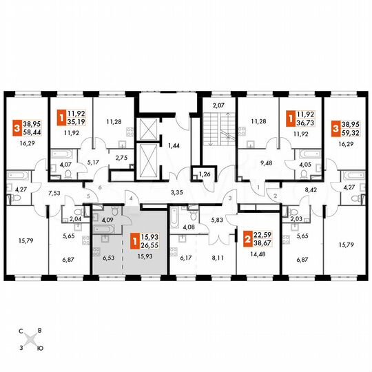 1-к. апартаменты, 26,6 м², 4/15 эт.
