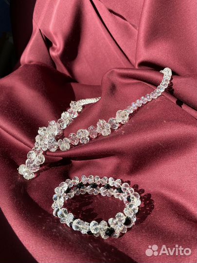 Бусы (ожерелье) и браслет из чешского хрусталя