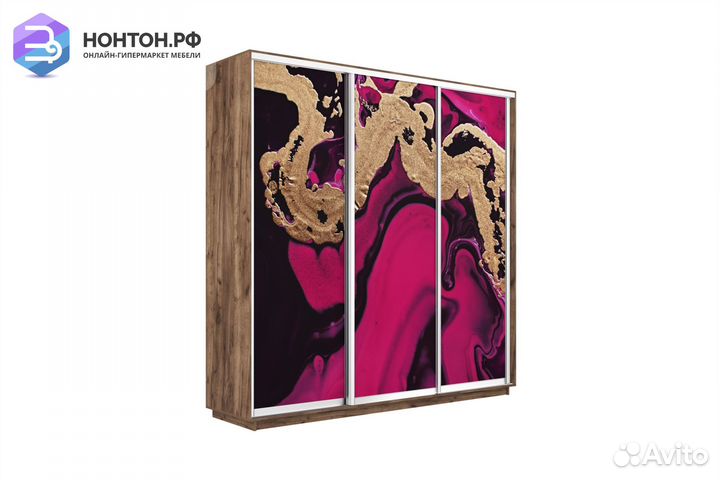 Шкаф-купе 3-х дверный Нонтон фото №1005 / крафт та