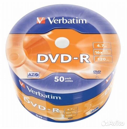 Диск verbatim DVD-R 4,7GB 16x Shrink/50 Azo
