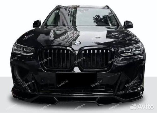 Губа передняя BMW X3 G01 X4 G02 LCI черная