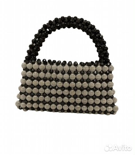 Сумка из бусин серебряная
