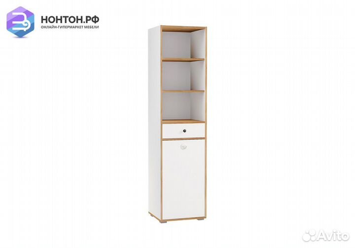 Стеллаж Вуди 13.146 белый премиум / дуб крафт золо