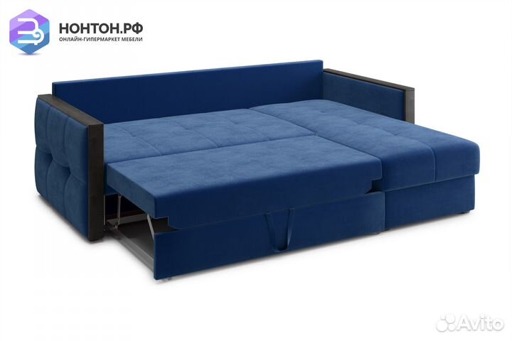 Диван угловой дельфин Инсайд темно-синий