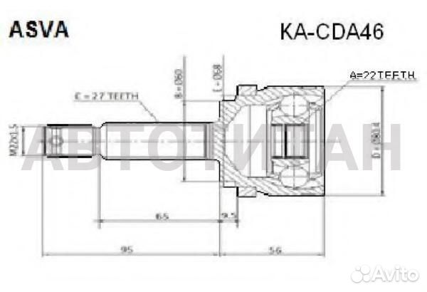 Шрус наружный 22x60x27 KIA C EED 2006- asva