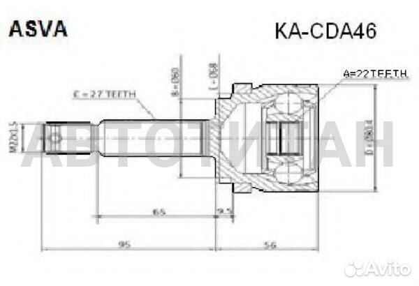 Шрус наружный 22x60x27 KIA C EED 2006- asva