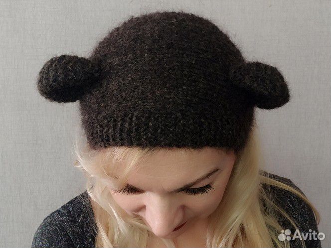 Повязка с ушками вязаная 