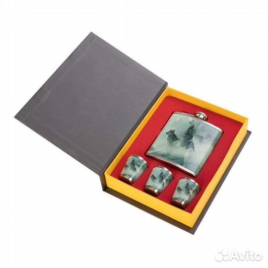 Фляжка и набор стопок книга охотника волки