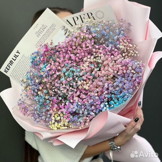 WOW-букет-гигант из радужной гипсофилы