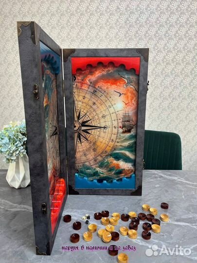 Нарды ручной работы со стеклом 