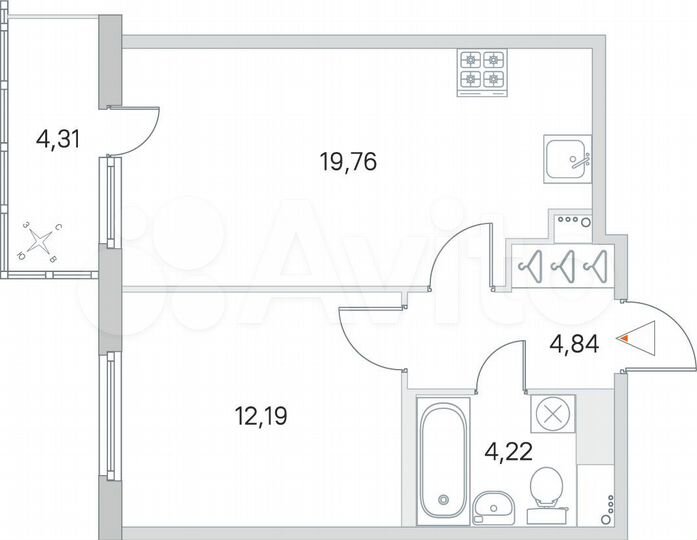 1-к. квартира, 42,3 м², 2/8 эт.