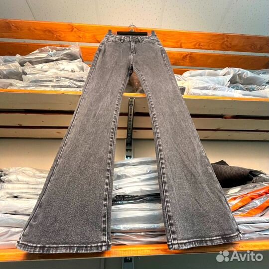 Джинсы клеш Rick Owens Grey Distortion Flare