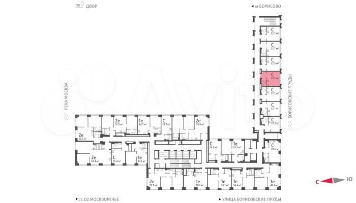 Квартира-студия, 22,2 м², 2/52 эт.