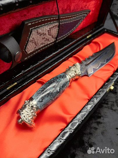 Нож Хищник 2 Дамаск с никелем