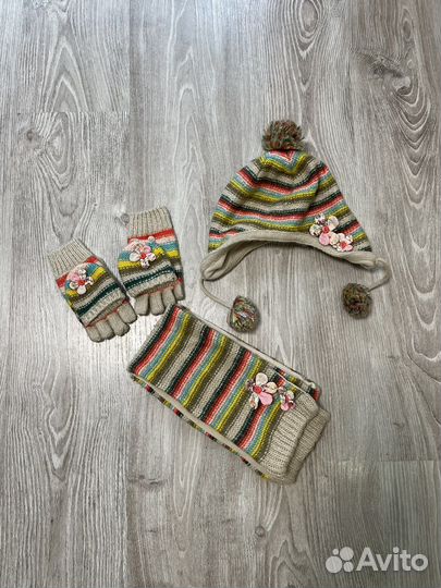 Комплект шапка, шарф, варежки- перчатки
