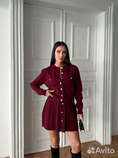 Вязанный комплект с юбкой весна 2025