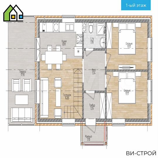 Дом 133,5 м² на участке 7 сот.