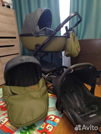 Коляска 3 в 1 из экокожи