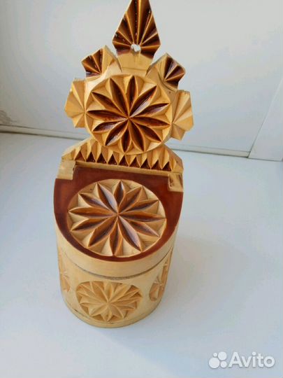 Емкость для для сыпучих продуктов, дерево, резьба