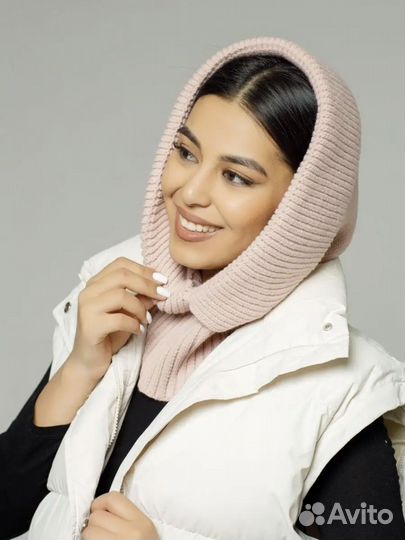 Капор (шапка капюшон) женский вязаный