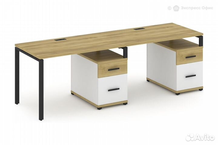 Стол-бенч на 2 места с двумя опорными тумбами Conc