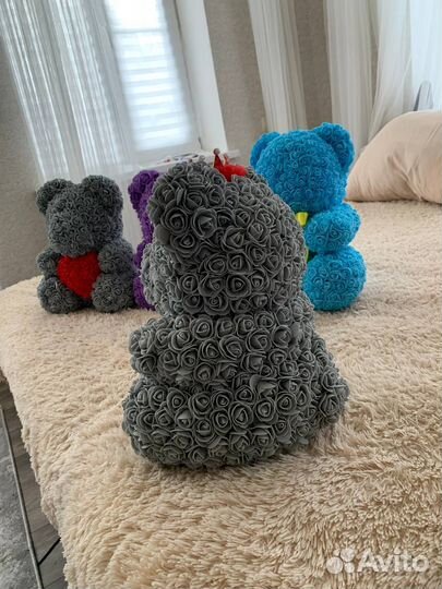 Мишки из роз 3Д 40 см