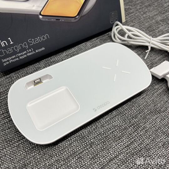 Зарядка Deppa 3в1 для iPhone Apple Watch AirPods