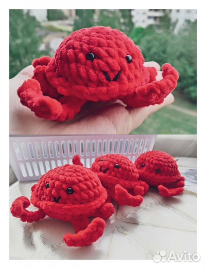 Вязаные игрушки ручной работы медузы, осьминоги