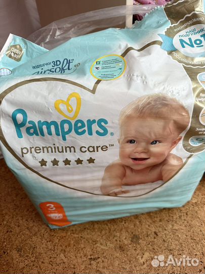 Подгузники pampers premium care 3