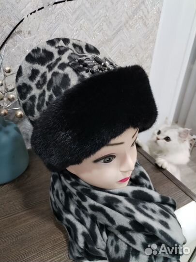 Шапка и шарф из кашемира женская