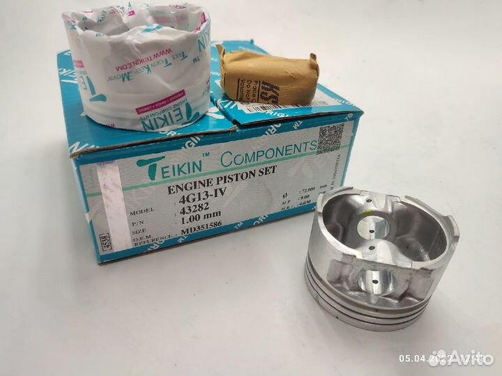 Поршни Mitsubishi двс - 1,3 4G13 ремонт +1,00