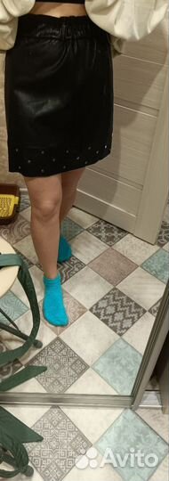 Юбка на резинке кожаная