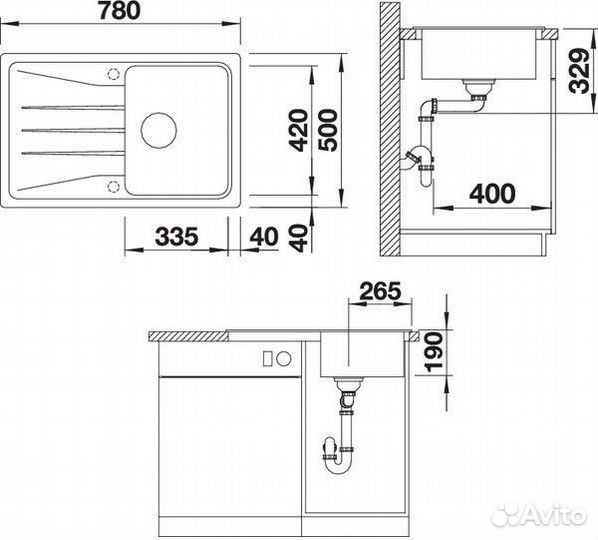 Кухонная мойка Blanco Sona 45 S Антрацит