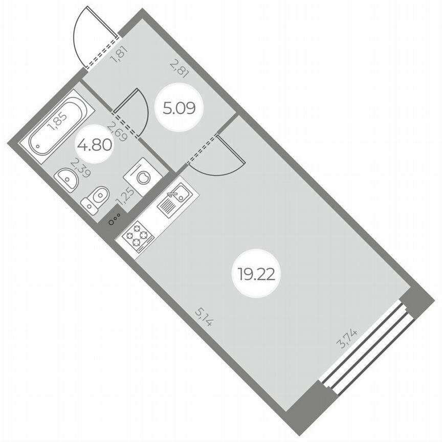 Квартира-студия, 29 м², 2/20 эт.