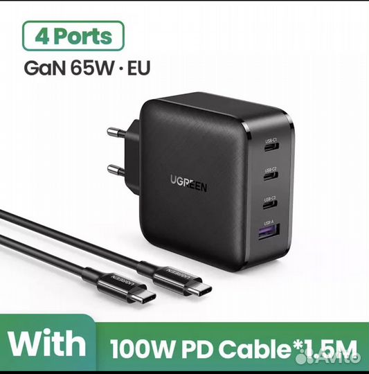 Ugreen 65w зарядник (адаптер питания) type-c