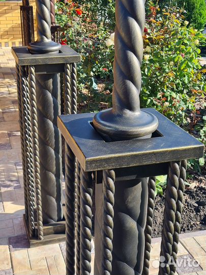 Уличные садовые фонари столб