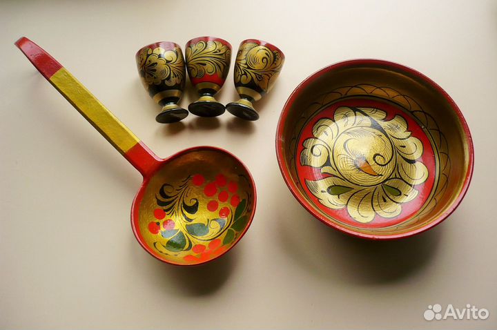 Посуда,Рюмки с Хохломской росписью СССР 60-80-х г