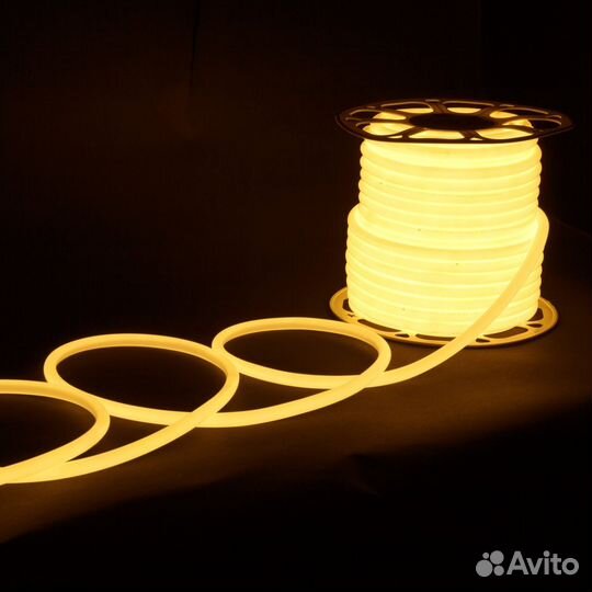 Гибкий неон Horoz 6,5W/m 120LED/m 14*12мм желтый