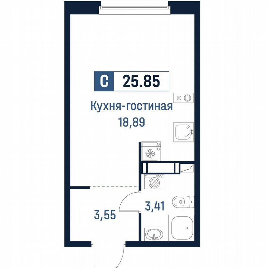 Квартира-студия, 25,9 м², 12/18 эт.