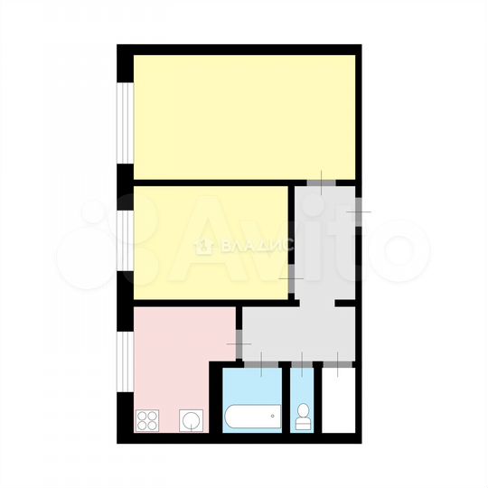 2-к. квартира, 53,7 м², 2/5 эт.