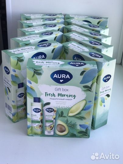 Подарочный набор aura гель для душа и крем для рук