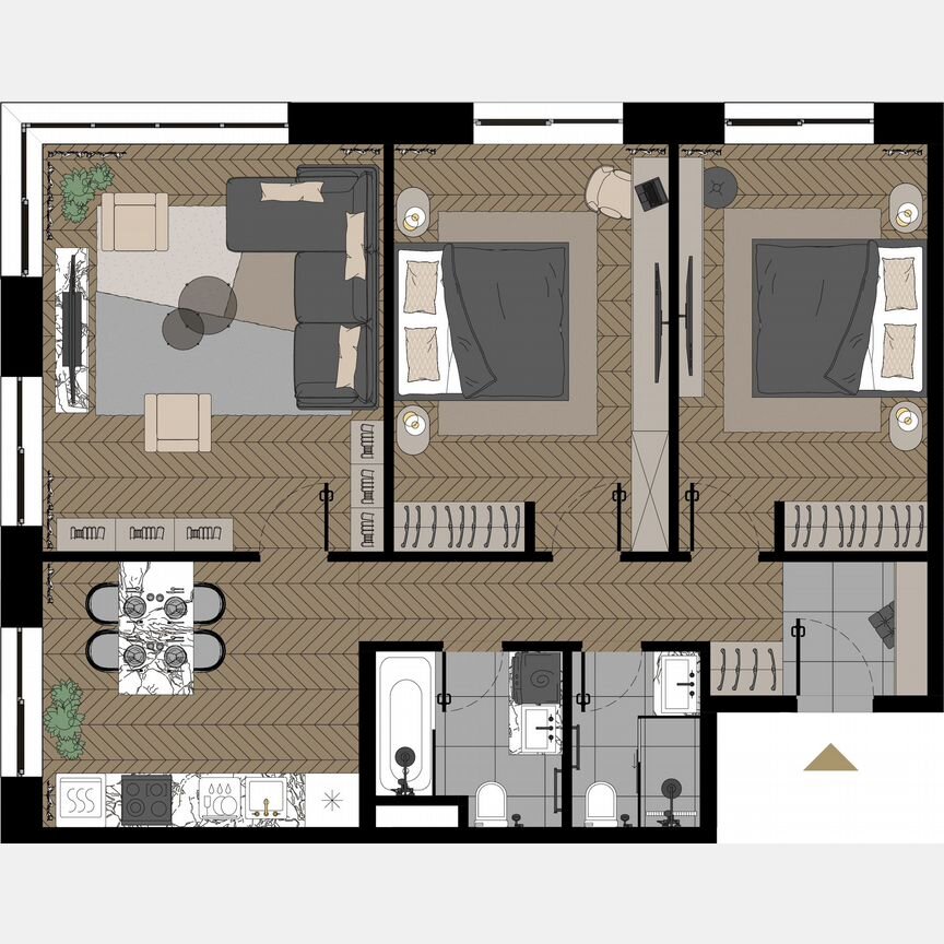 3-к. апартаменты, 81,6 м², 22/23 эт.