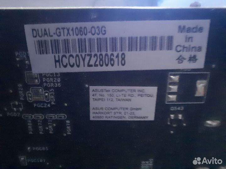 Видеокарта Asus Dual GF Gtx 1060 3gd