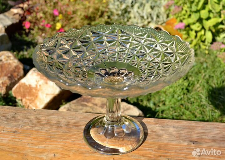 Ваза для фруктов на ножке стекло СССР