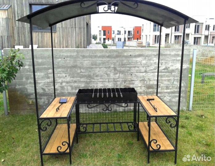 Мангал под ключ с казаном,кованый мангал с крышей