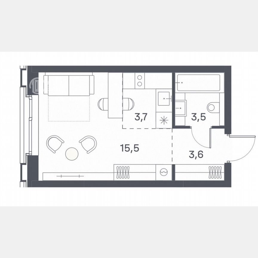 Квартира-студия, 26,3 м², 6/25 эт.