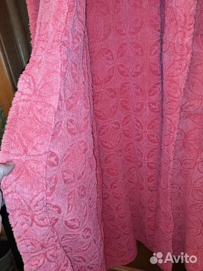 Махровый халат женский розовый 52р