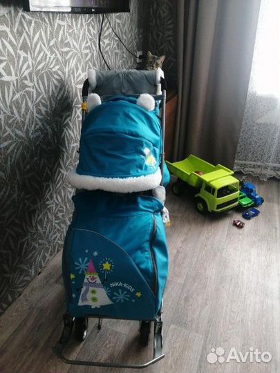 Детские санки коляска с колесами